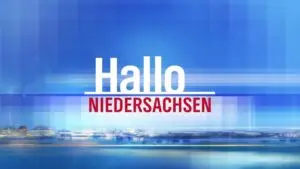 Grafik mit blauem Hintergrund und dem Text 'Hallo Niedersachsen' in Weiß und Rot.